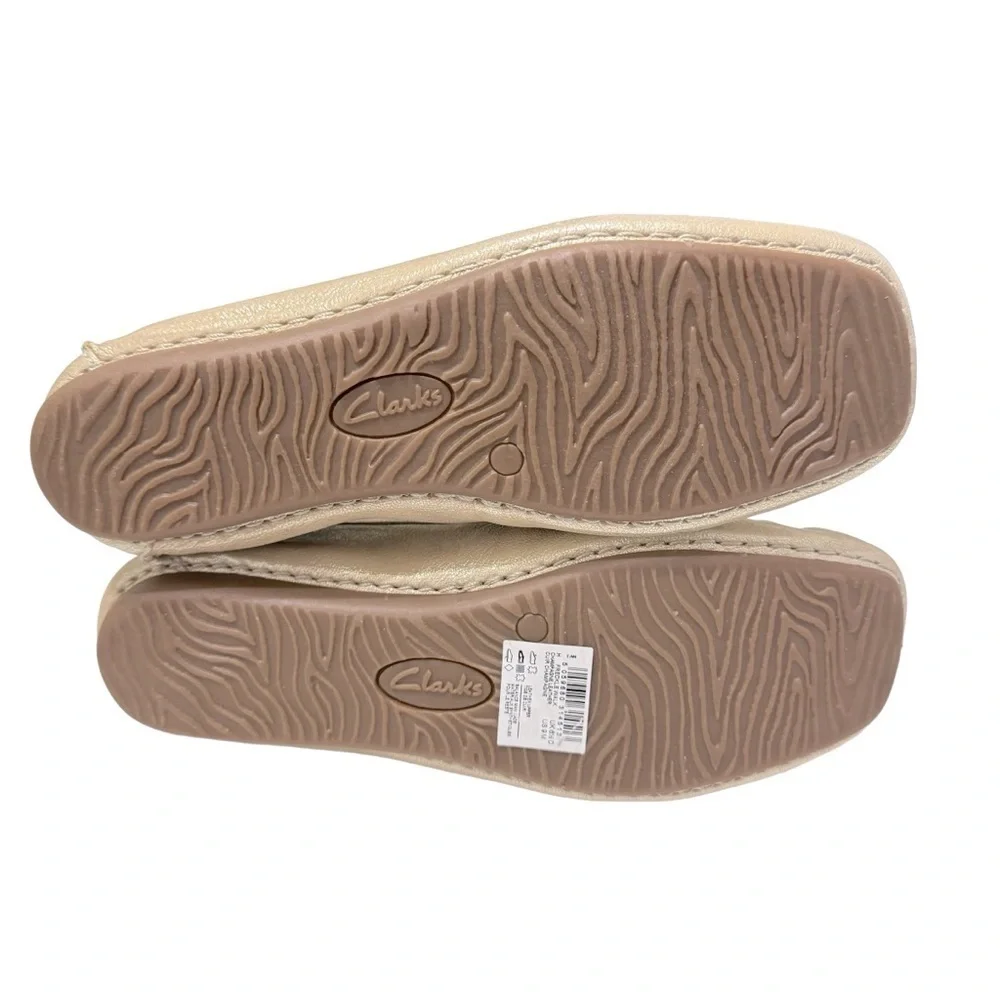 Clarks Women's Freckle Walk Mule, Champagne Leather Flats‎ Sz 9